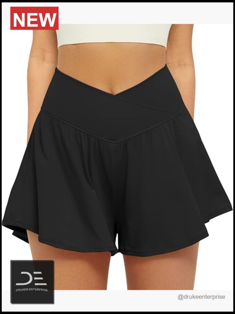2 in 1 High Waisted Crossover Running Shorts with Pocket